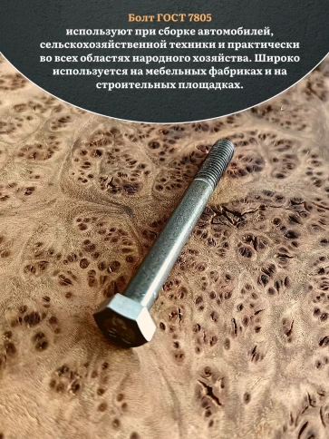 Болт без покрытия 6х60 мм ГОСТ 7798, 10 шт. фото 4