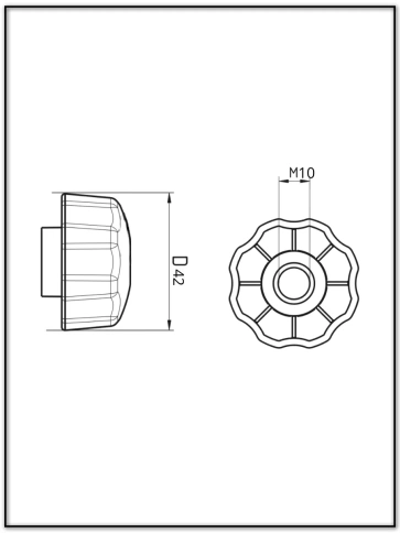 Ручка фиксатор барашек d 42 с гайкой М10,10 шт. фото 2