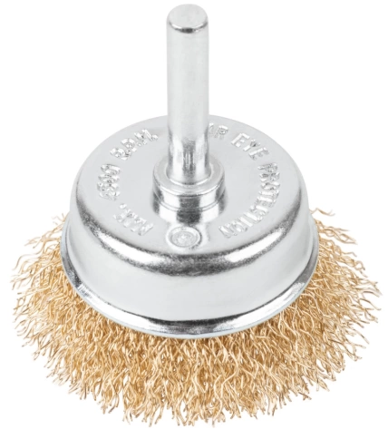 Щетка для дрели "чашка", латунир.вит.проволока 0,3мм, 50 мм блистер CUTOP Profi фото 1