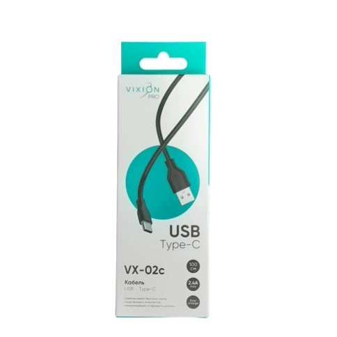 Кабель USB VX-02c Type-C 1м черный VIXION PRO фото 1
