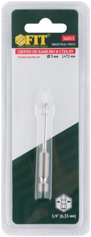 Сверло по кафелю шестигранный U-хвостовик под биту, 3 мм фото 3