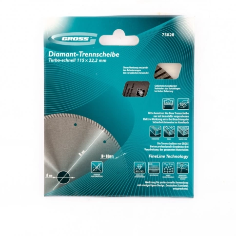 Диск алмазный турбо с лазерн.перфорац. сухое резание 115х22,2 мм Gross фото 4