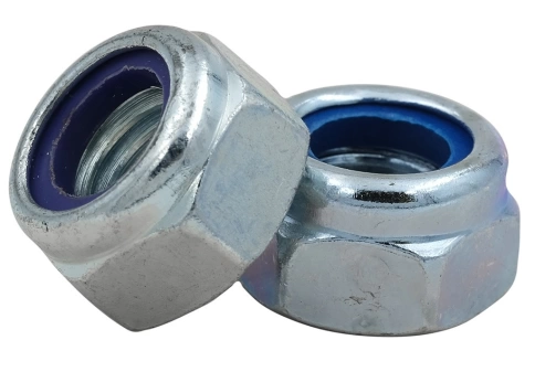 Гайка с полимерн. вставкой DIN985 (к.п.10 шаг резьбы 1,5 оцинкованная) фото 1