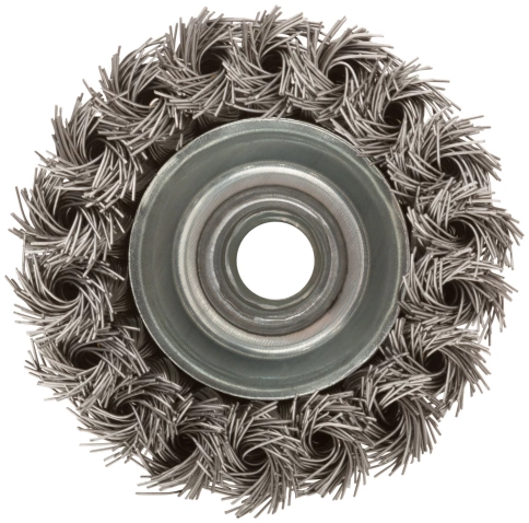 Корщетка-чашка, гайка М14, витая проволока, нерж.сталь 75 мм фото 2