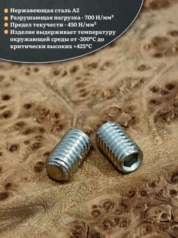 Винт установочный нержавеющий М3х10 DIN913 (гужон), 50 шт. фото 3