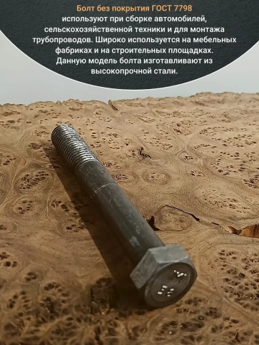 Болт без покрытия 12х100 мм ГОСТ 7798, 10 шт. фото 4