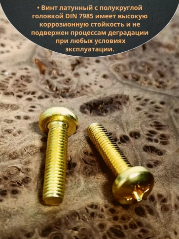 Винт 6х20  латунный с полукруглой гол. DIN7985,10 шт фото 4