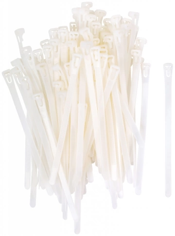 Хомуты нейлоновые многоразовые белые д/проводов 100шт.  фото 1