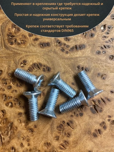 Винт потайной оцинкованный 6х20 DIN965, 100 шт. фото 4