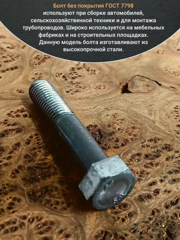 Болт без покрытия 12х55 мм ГОСТ 7798, 10 шт. фото 4