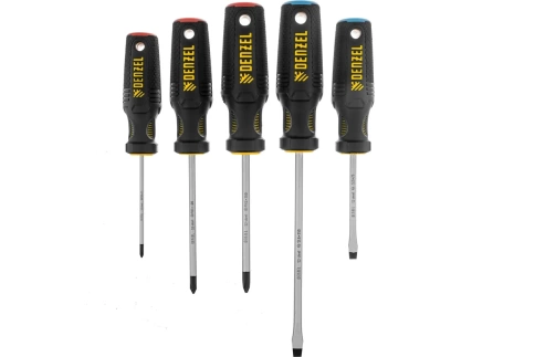 Набор отверток PH+SL с трехкомпонентными рукоятками S2 5 предм. Denzel фото 1