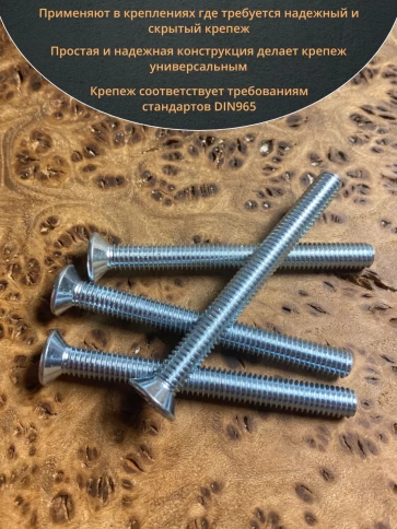 Винт потайной оцинкованный 6х70 DIN965, 10 шт. фото 4