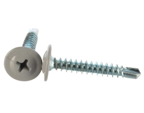 Саморез с прессшайбой, острый, 4,2х16 RAL7004 фото 1