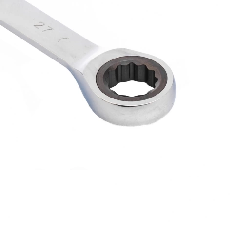 Ключ комбинированный трещоточный зеркальный хром 27 мм CrV Matrix фото 3