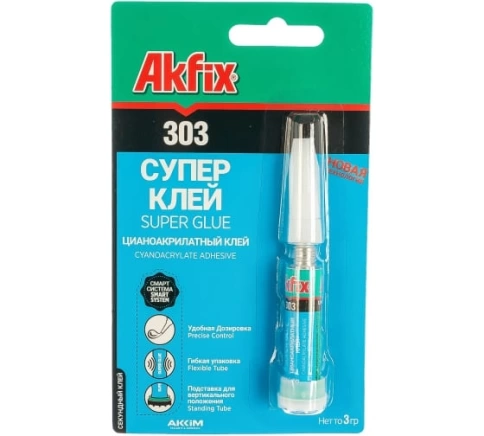 Супер клей Akfix 303 3 гр. фото 1