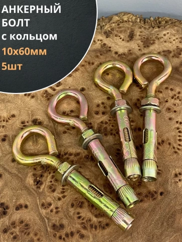 Анкерный болт с кольцом 10х60 мм (5 шт.) фото 1