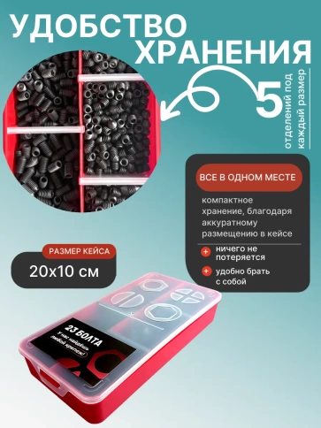 Винты гужоны М6 к.п 12.9 DIN914 в органайзере НАБОР 1 фото 5