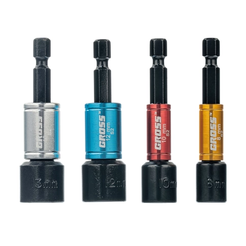 Набор бит и торцевых головок, магнит, 8-10-12-13мм Nut-Driver S2 Gross фото 1