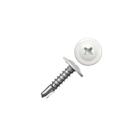 Саморез с прессшайбой, сверло, 4,2х19 RAL9003 белый фото 1
