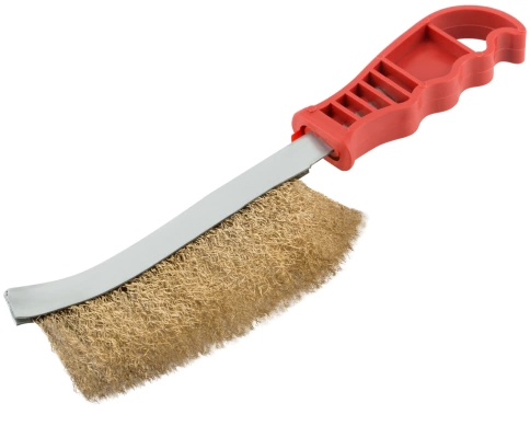 Корщетка с изогнутой пластиковой ручкой, латунированная, тип В фото 2