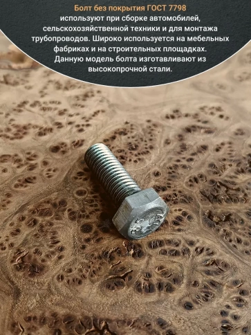 Болт без покрытия 10х30 мм ГОСТ 7798, 10 шт. фото 4