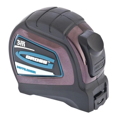 Рулетка Doppelhaken 3м х16 мм,односторонний зацеп, двухст.шкала, нейлон.покр., автоматич. Gross фото 1