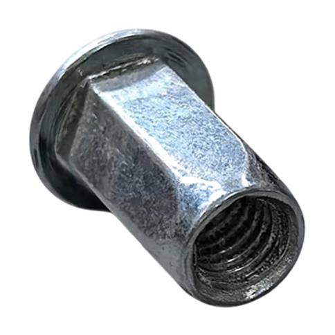 Заклепка шестигранная с внутренней резьбой, цилиндрический бортик М10х1,5х21 мм, белый цинк фото 2