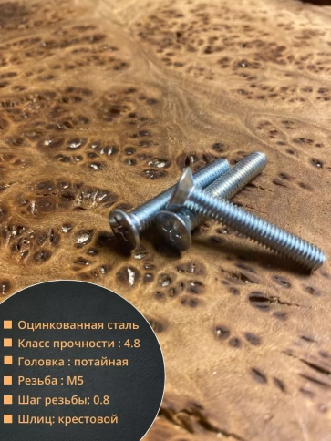 Винт потайной оцинкованный 5х25 DIN965, 100 шт. фото 3