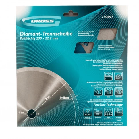 Диск алмазный сплошной мокрое резание 230х22,2 мм Gross фото 4