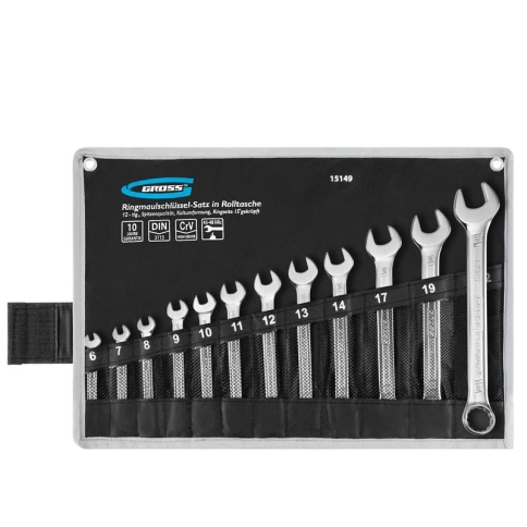 Набор ключей комбинированных холодный штамп 6-22 мм 12 шт Gross фото 1