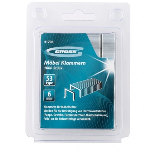 Скобы для степлера мебельного усиленные тип 53 1000 шт Gross фото 2