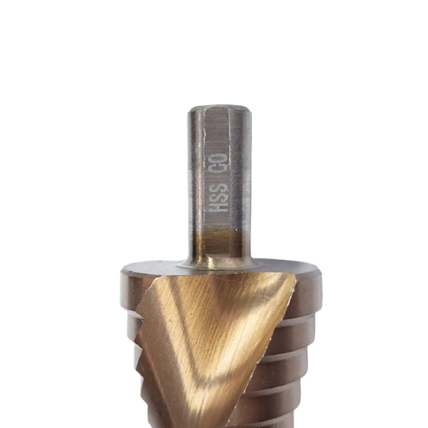 Сверло ступенчатое по металлу с кобальтом 5% P6M5K5 4-32 мм HIMBOLT пластиковый бокс фото 3