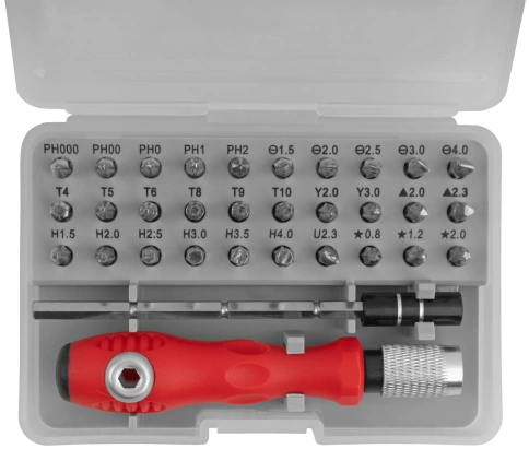 Отвертка с битами для точных работ, 30 CrV бит, удлинитель, в пластик.боксе фото 1