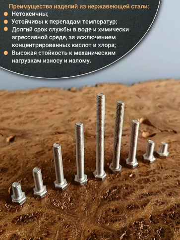 Болты нержавеющие М6 10,12,16,20,35,40,50,60,70 мм (по 10шт) фото 4