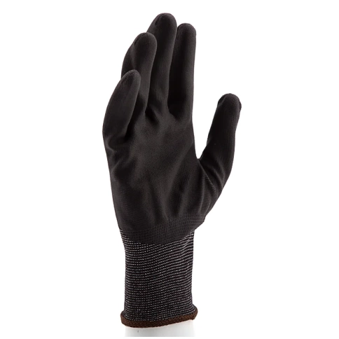 Перчатки трикотажные с черным полиуретановым покрытием, 15 класс вязки, размер L, Сибртех фото 1