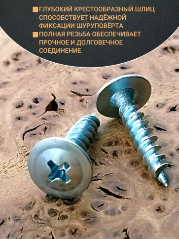 Саморез с прессшайбой 4,2х19 острый ОЦ, 50 шт. фото 3