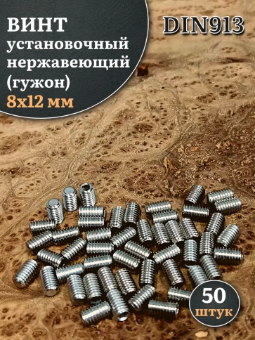 Винт установочный нержавеющий М8х12 DIN913 (гужон), 50 шт. фото 1