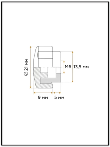 Ручка фиксатор барашек разборный d21 болт М6 (не в комплекте), 50 шт. фото 2