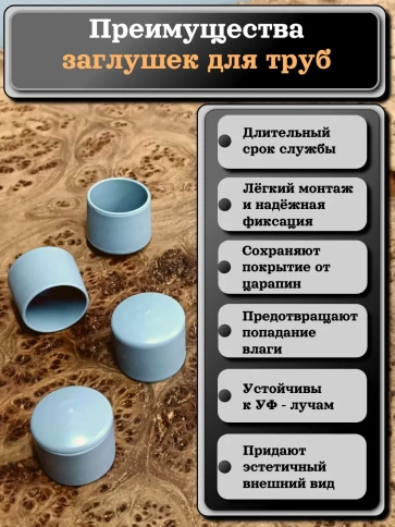 Заглушка для труб наружная круглая d 20 мм серая, 10 шт фото 2