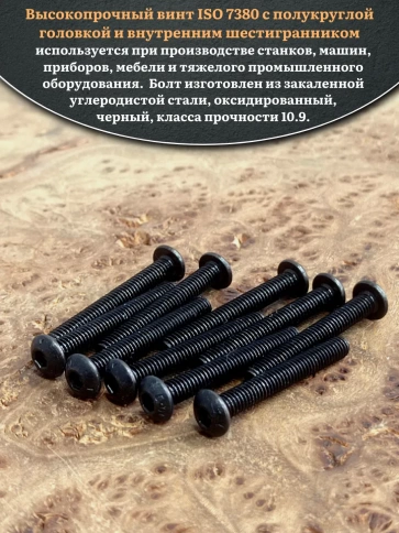 Винт чёрный М4х25 ISO 7380 под шестигранник к.п.10.9, 100 шт. фото 4
