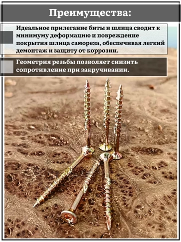 Саморез по дереву потайной Torx 5х40 ЖЦ, 20 шт. фото 3