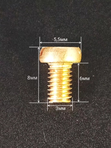 Винт 3х6 латунный с цилиндрической головкой DIN84,10 шт фото 3