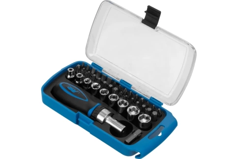 Отвертка реверсивная с набором бит 41 предмет PH+SL+PZ+Torx+Hex CrV Барс фото 1