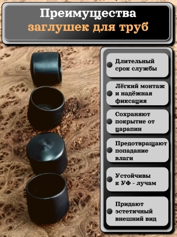Заглушка для труб наружная круглая d 20 мм черная, 4 шт фото 3