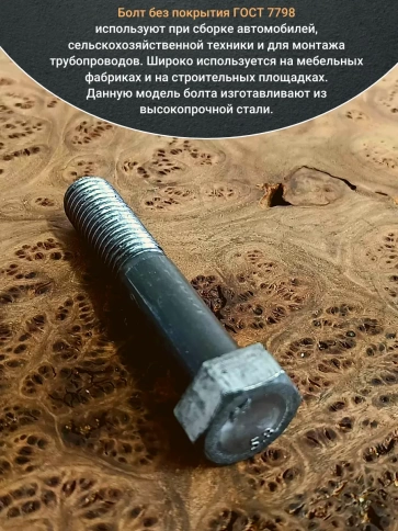 Болт без покрытия 14х90 мм ГОСТ 7798, 10 шт. фото 4