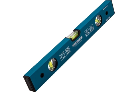 Уровень алюминиевый усиленный 3 глазка 400 мм Gross фото 1