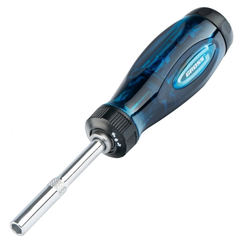 Отвертка реверсивная с удлинителем, трещотка 72 зуба, 12шт., сталь S2, Gross фото 2