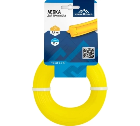 Леска для триммера звезда 2,4мм V 15м  VERTEX фото 1
