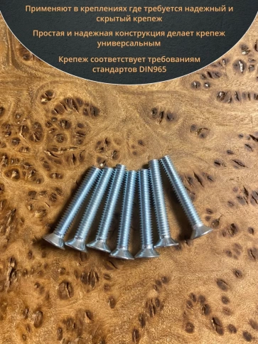 Винт потайной оцинкованный 4х20 DIN965, 50 шт. фото 4