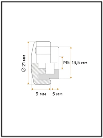 Ручка фиксатор барашек разборный d21 болт М5 (не в комплекте), 2 шт. фото 2